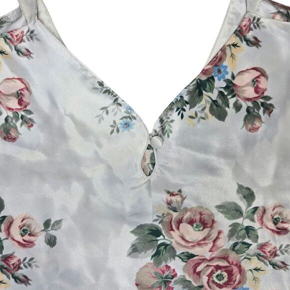Vintage Kathryn Womens Floral Satin Cami Top Size L Coquette Cottage Boho Fairy - Picture 2 of 8